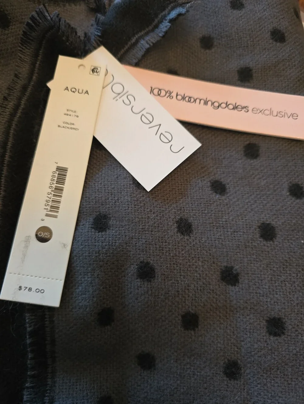 Aqua Polka Dot Woven Scarf - Exclusive to Bloomingdale's. Reversible. NWT. Gift
